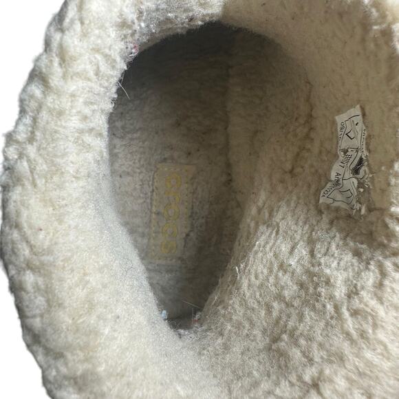 Crocs Men/Women Winter Boots Size M5/W7 Beige Suede Fur Lined Slip-On Crocassin - Picture 11 of 12